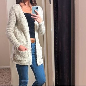 NEW CHUNKY OVERSIZED KNIT SPECKLED OPEN CARDIGAN SWEATER DUSTER
